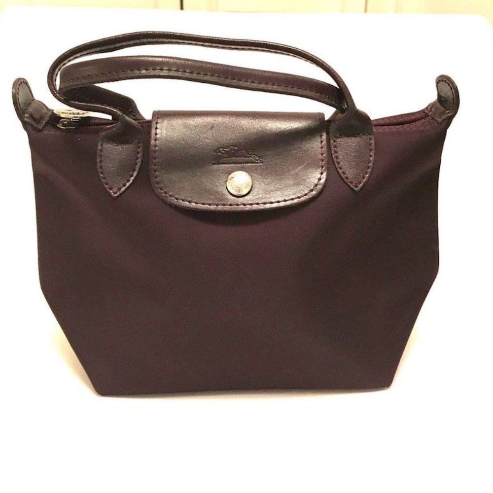 LONGCHAMP,  VINTAGE BROWN NYLON HANDBAG, PRE-OWNED - Picture 2 of 10